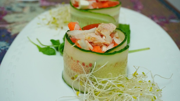 Timbal de verduras con bonito del norte