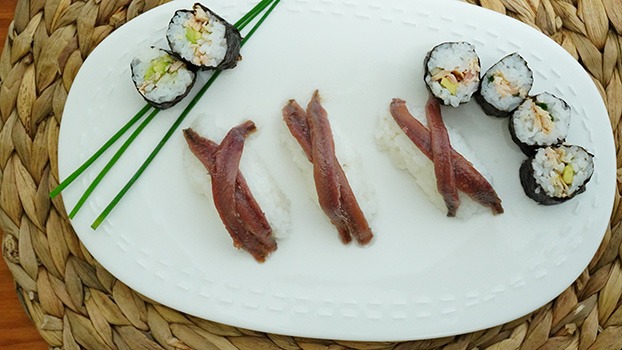Sushi con conservas del Cantábrico