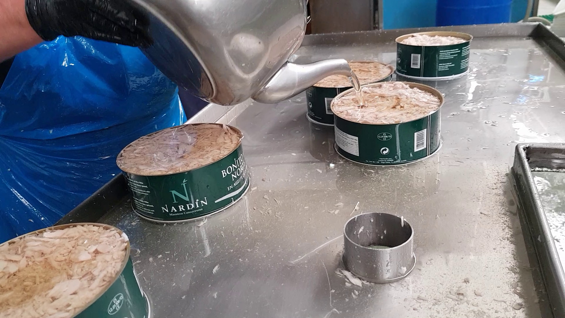 White tuna in a can with oil